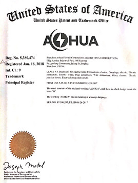 美國商標(biāo)注冊(cè)證書